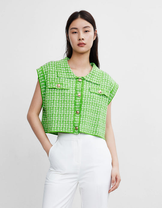 트위드 니트 조끼