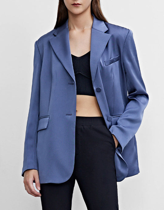 싱글 브레스트 플랩 포켓 블레이저