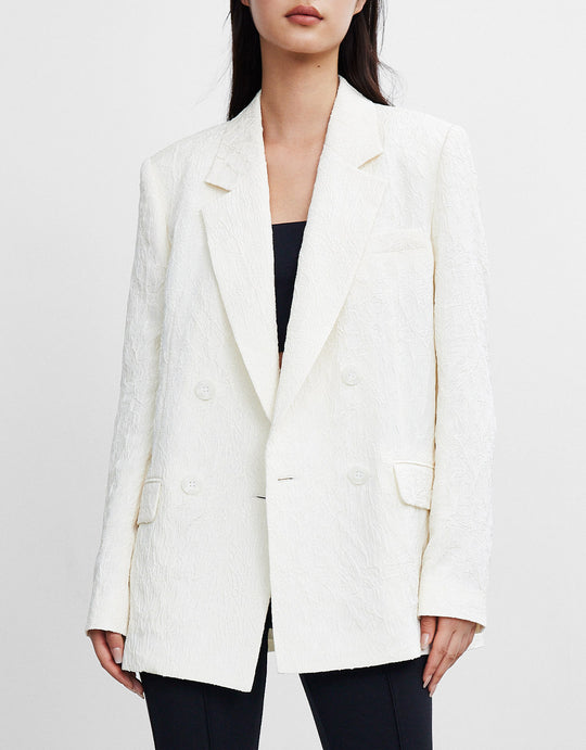 텍스처 더블 브레스트 블레이저