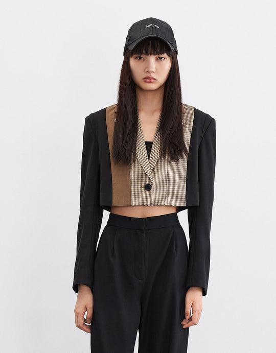 테일러드 카라 미디 블레이저