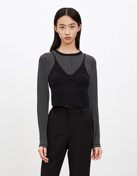 크루넥 니트 티셔츠