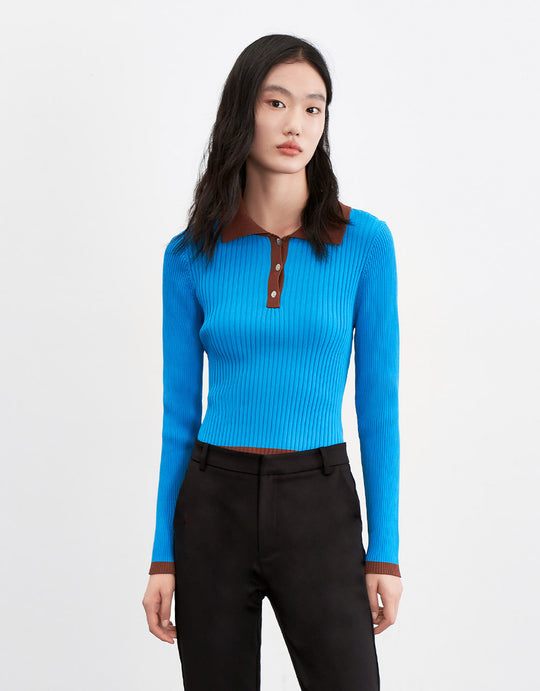 라펠 니트 티셔츠