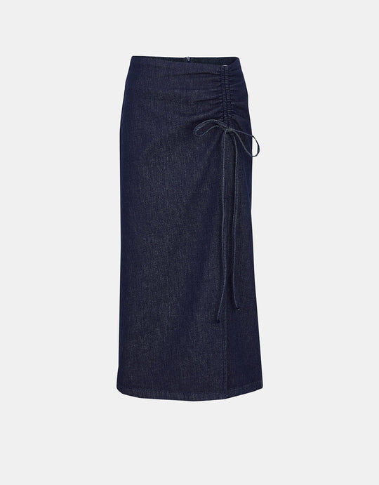 롱 벌룬 데님 스커트