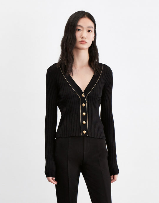 V넥 버튼업 가디건