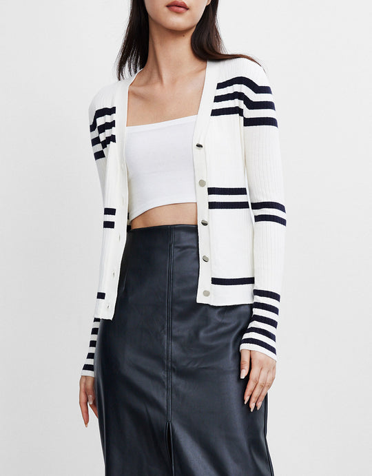 스트라이프 패턴 버튼업 가디건