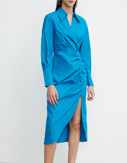 옆트임 주름 디테일 드레스