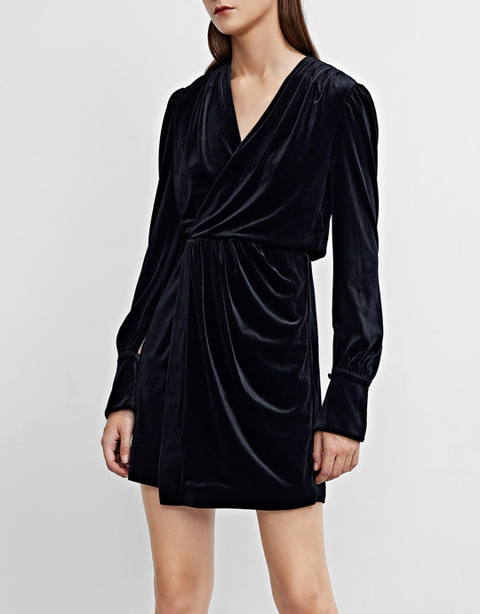 퍼프 소매 V넥 드레스