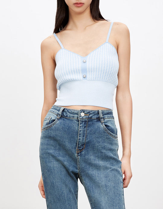 버튼 장식  니트 캐미스