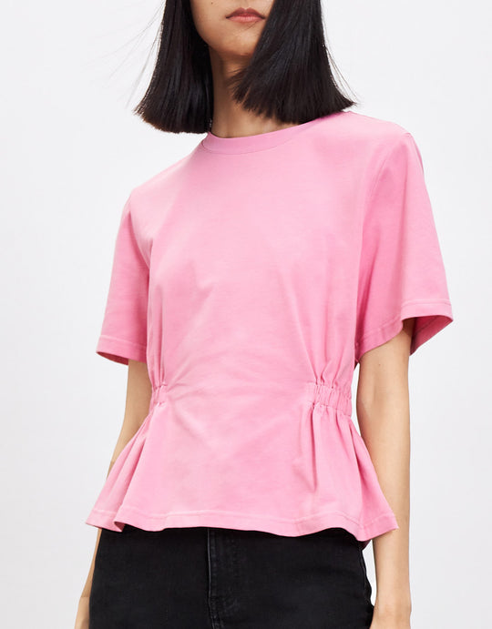 플리츠 장식 웨이스트 티셔츠