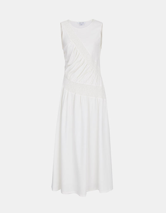 셔링 디테일 플리츠 슬리브리스 드레스