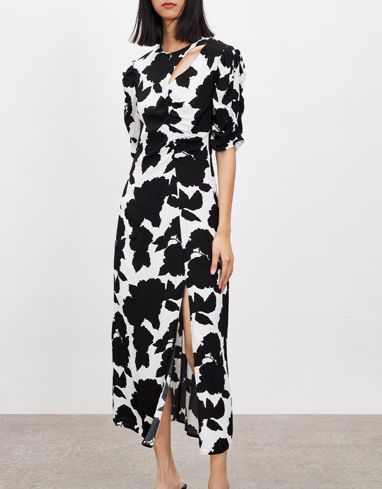 컷아웃 디테일 스플릿 헴 드레스