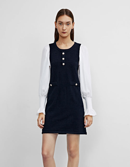 페이크 투피스 니트 드레스