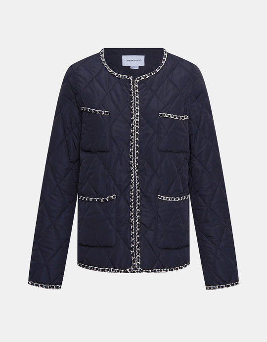 콘트라스트 트리밍 퀼팅 겨울 코트