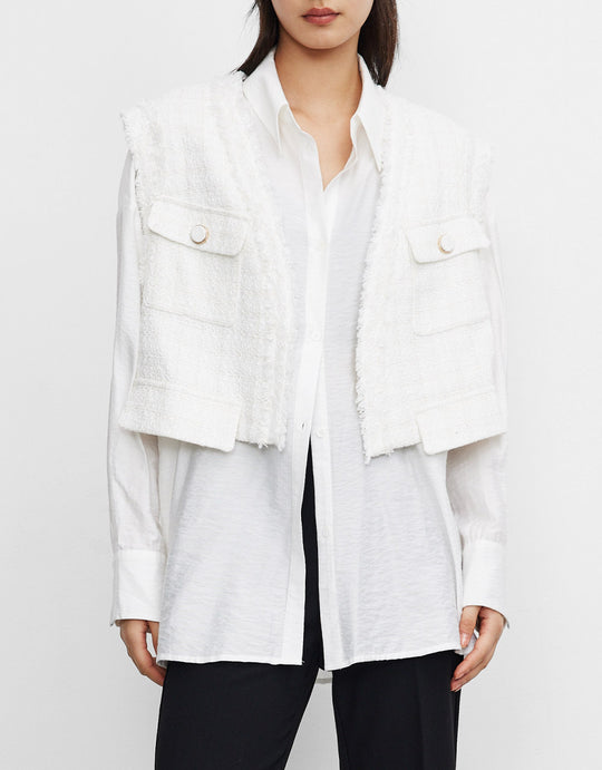 로우 헴 플랩 포켓 베스트 코트