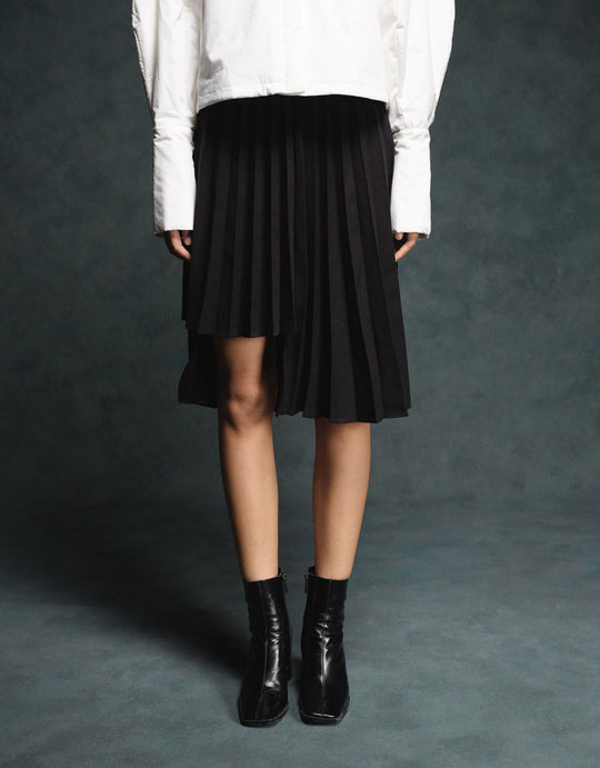 플리츠 미디 스커트