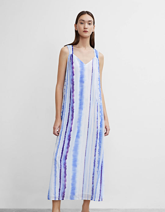 Blauer V-Ausschnitt in A-Linie