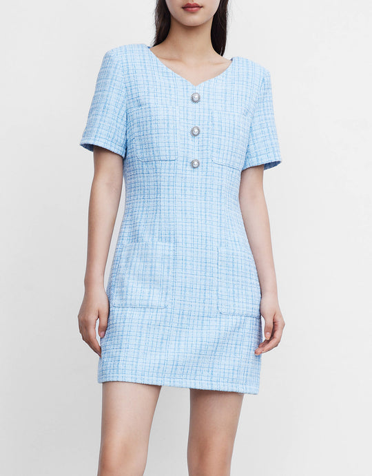 단팔 트위드 드레스