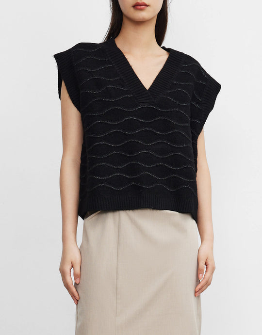 V 넥 스웨터 조끼