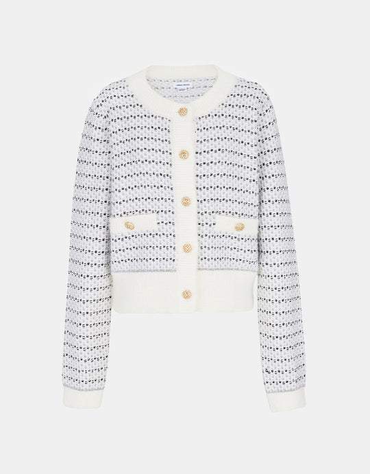 콘트라스트 트리밍 버튼 업 카디건