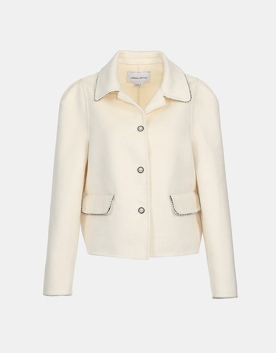 진주 버튼 퍼프 슬리브 자켓