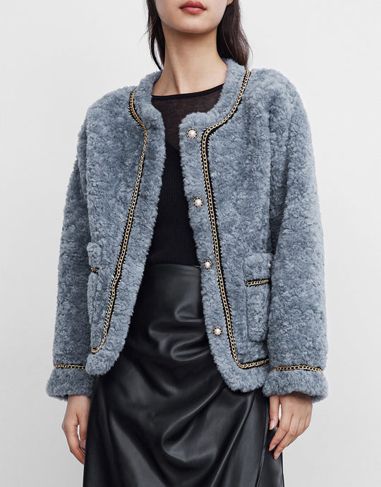 콘트라스트 트리밍 버튼업 퍼자켓