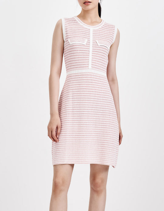 자카드 크루넥 니트 드레스