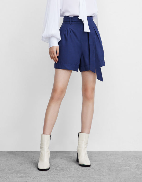 벨트 플리츠 쇼츠