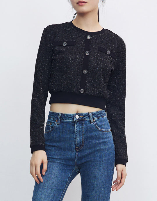 버튼 프론트 니트 탑