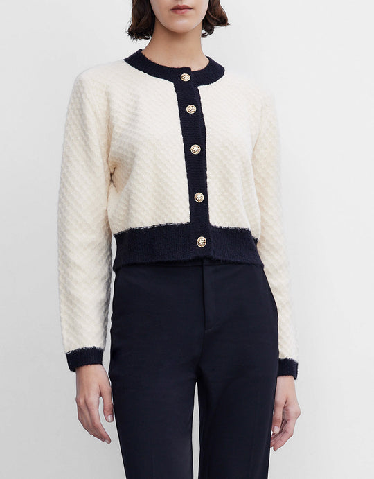 콘트라스트 트리밍 버튼업 가디건