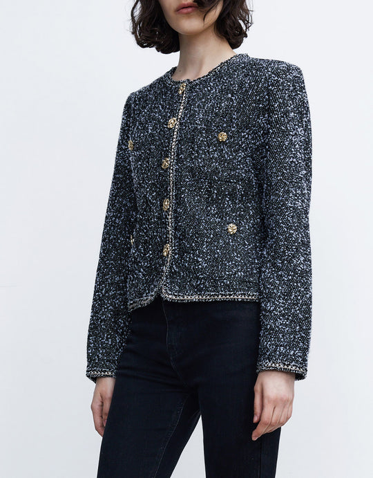 콘트라스트 트리밍 데님 자켓