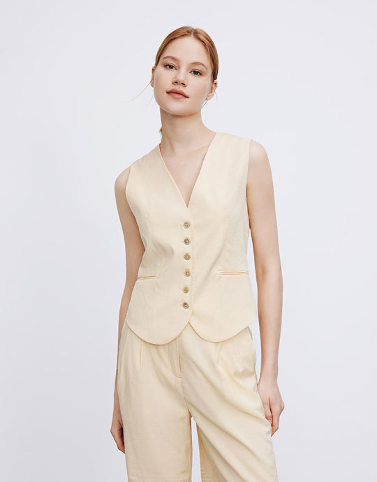 블레이저 V넥 뷔에스트 자켓