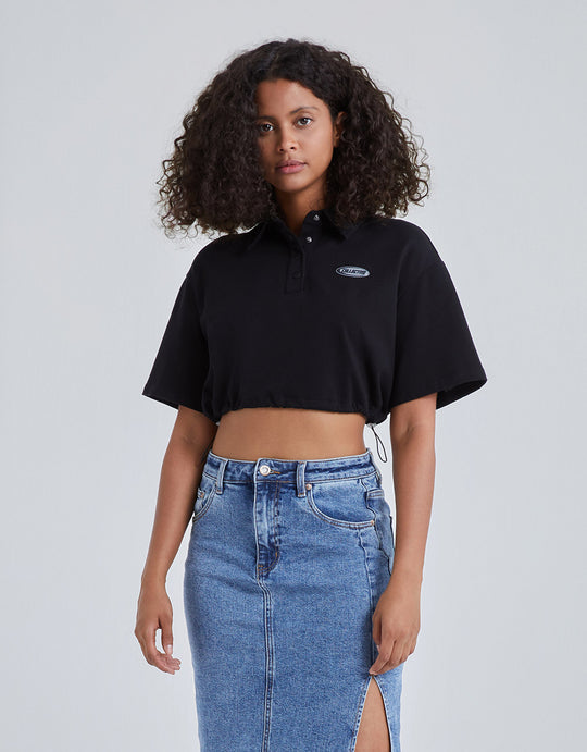 오프 숄더 폴로 레귤러 티셔츠