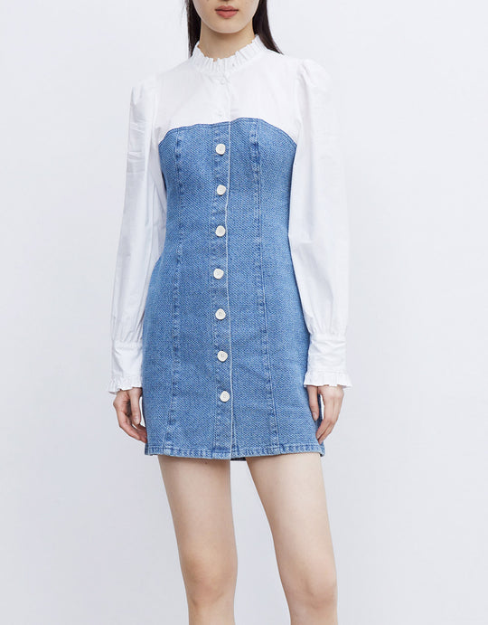 스플라이스 버튼업 데님 드레스