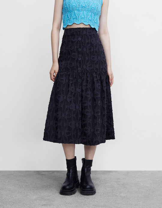 텍스처 버튼 프런트 스커트