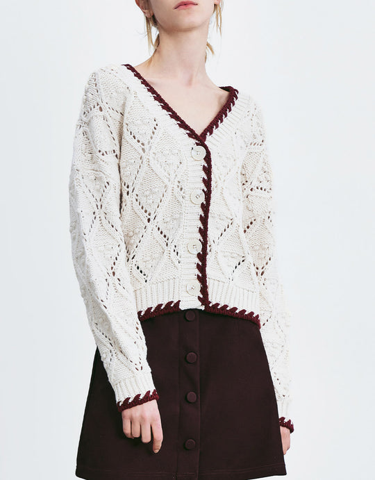 버튼업 V넥 디건