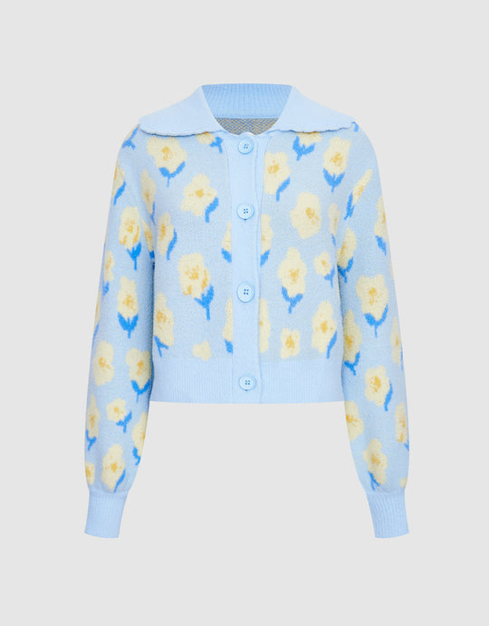플라워 패턴 버튼업 가디건