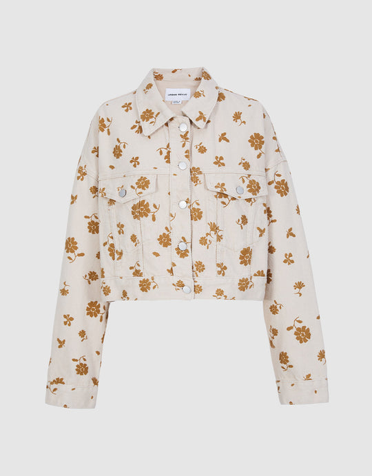 플로럴 프린트 데님 자켓