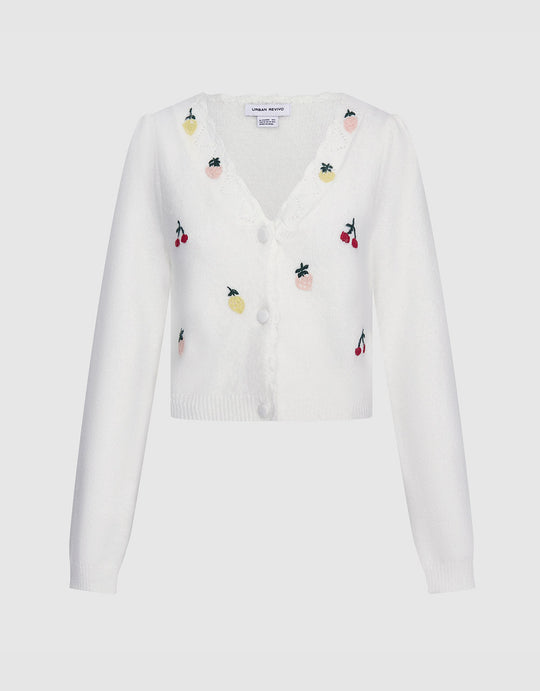 과일 자수 버튼업 가디건