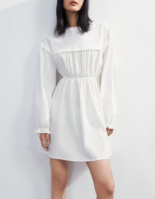 크루넥 허리라인 드레스