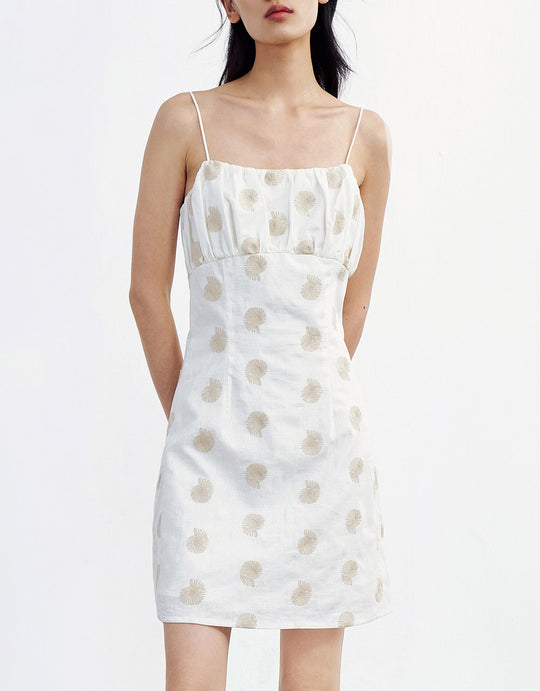 올오버 프린트 주름 식식 캐미 드레스