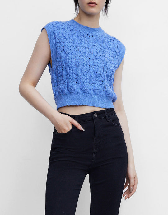 케이블 니트 스웨터 조끼