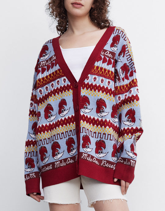 딱따구리 우디 콘트라스트 트림 버튼업 카디건