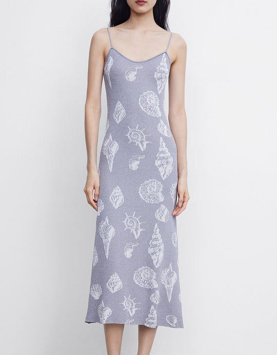 조개 패턴 니트 캐미 드레스