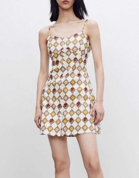 딱따구리 우디 체크 캐미 데님 드레스