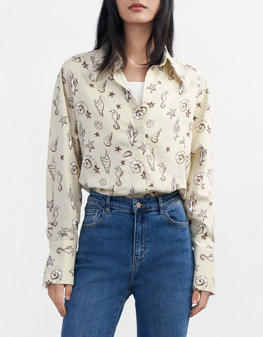 라펠 프린팅 셔츠