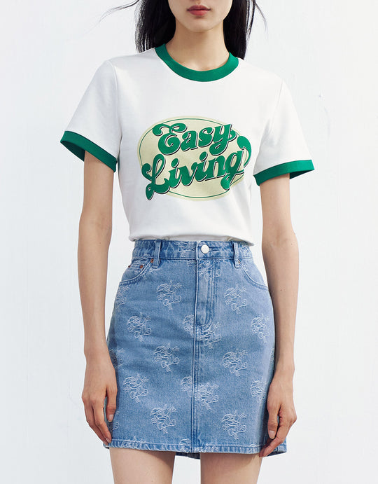 레터 그래픽 반팔 티셔츠