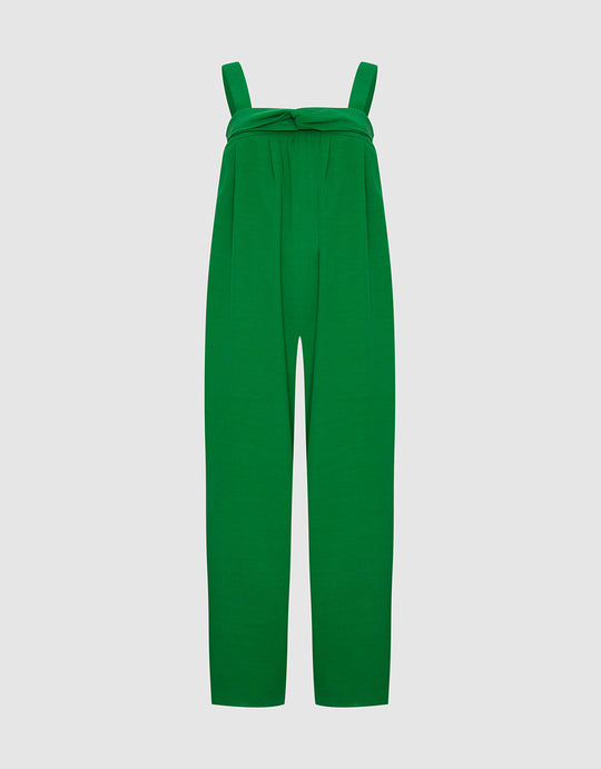 트위스트 디테일 와이드 레그 점프수트