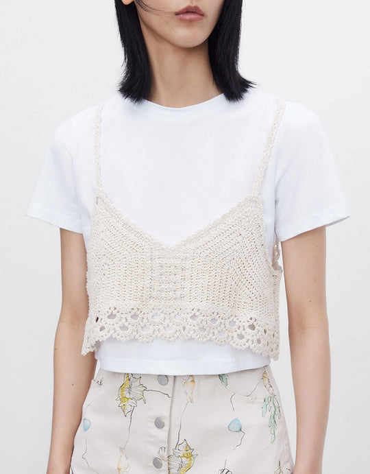 크루넥 니트 티셔츠