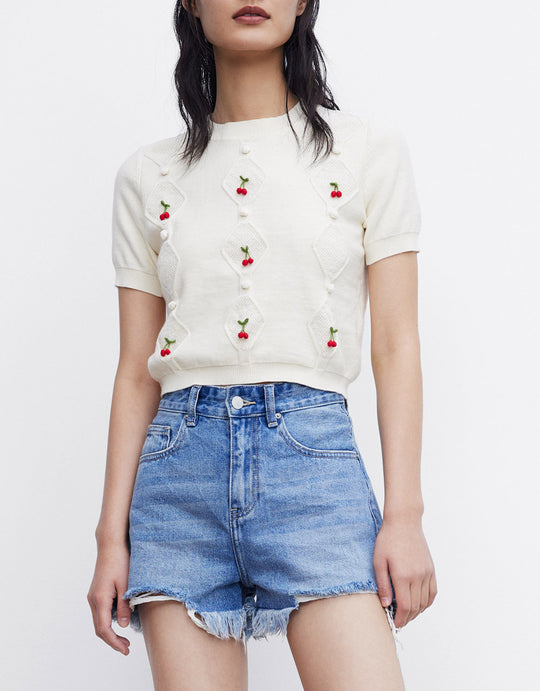 크루넥 니트 티셔츠