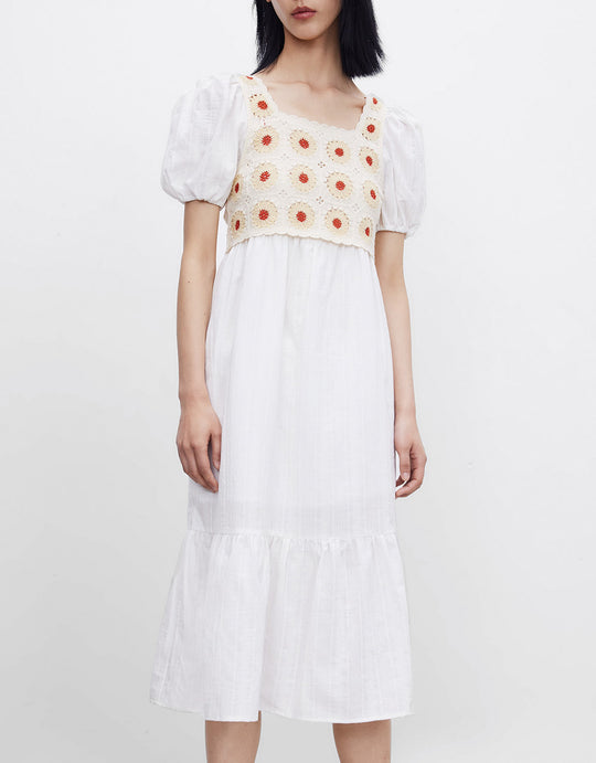 스퀘어넥 니트 드레스